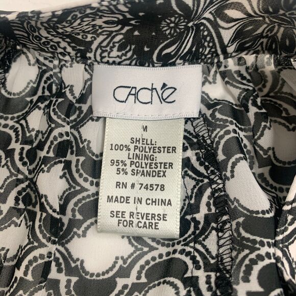 Cache Blouson Dress Womens M Medium 2Pc Semi Sheer Floral Paisley Inner Tank - Picture 8 of 14